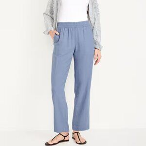 Old Navy High-Waisted Linen-Blend Straight Ankle Pants, 4X, Color Mount Shasta